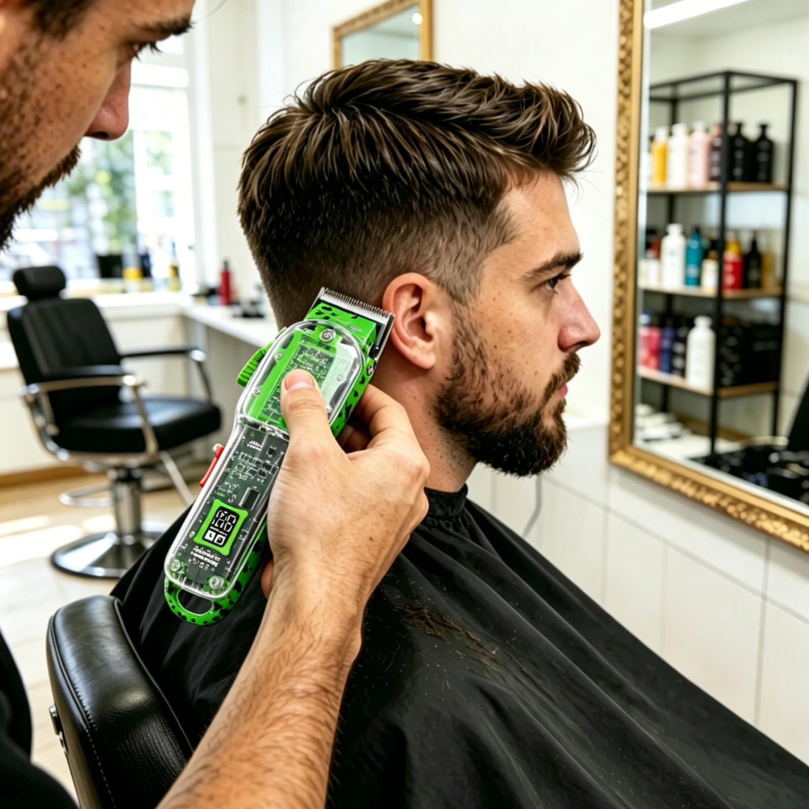 Professionelle Haarschneidemaschinen für Männer, schnurloses Friseur-Set zum Haarschneiden und Pflegen, grünes Haarschneidemaschinen-Set für Friseur-Haarschnitt mit LED-Display, 8 verblassende Kämme
