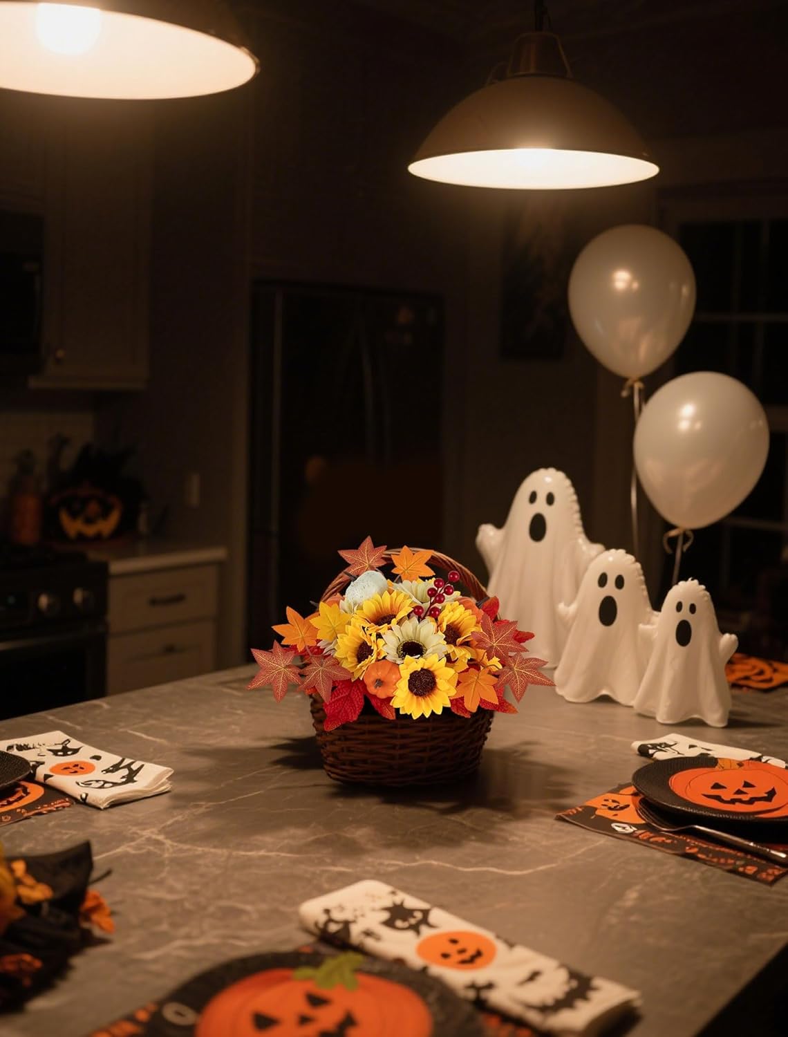 BLOSMON Fall Flowers Artificial for Decoration: 2 Pcs Fake Sunflower Maple Leaf Flower Balls for Thanksgiving Table Centerpieces - Faux Autumn Floral Arrangements for Home Decor - Image 5