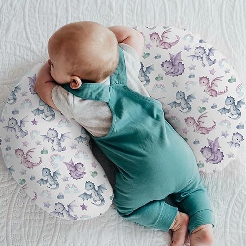 Miniatura 2 de Fundas de almohada de lactancia de dragón de cuento de hadas con estrellas de amor para niños y niñas, dragones morados, funda de almohada para