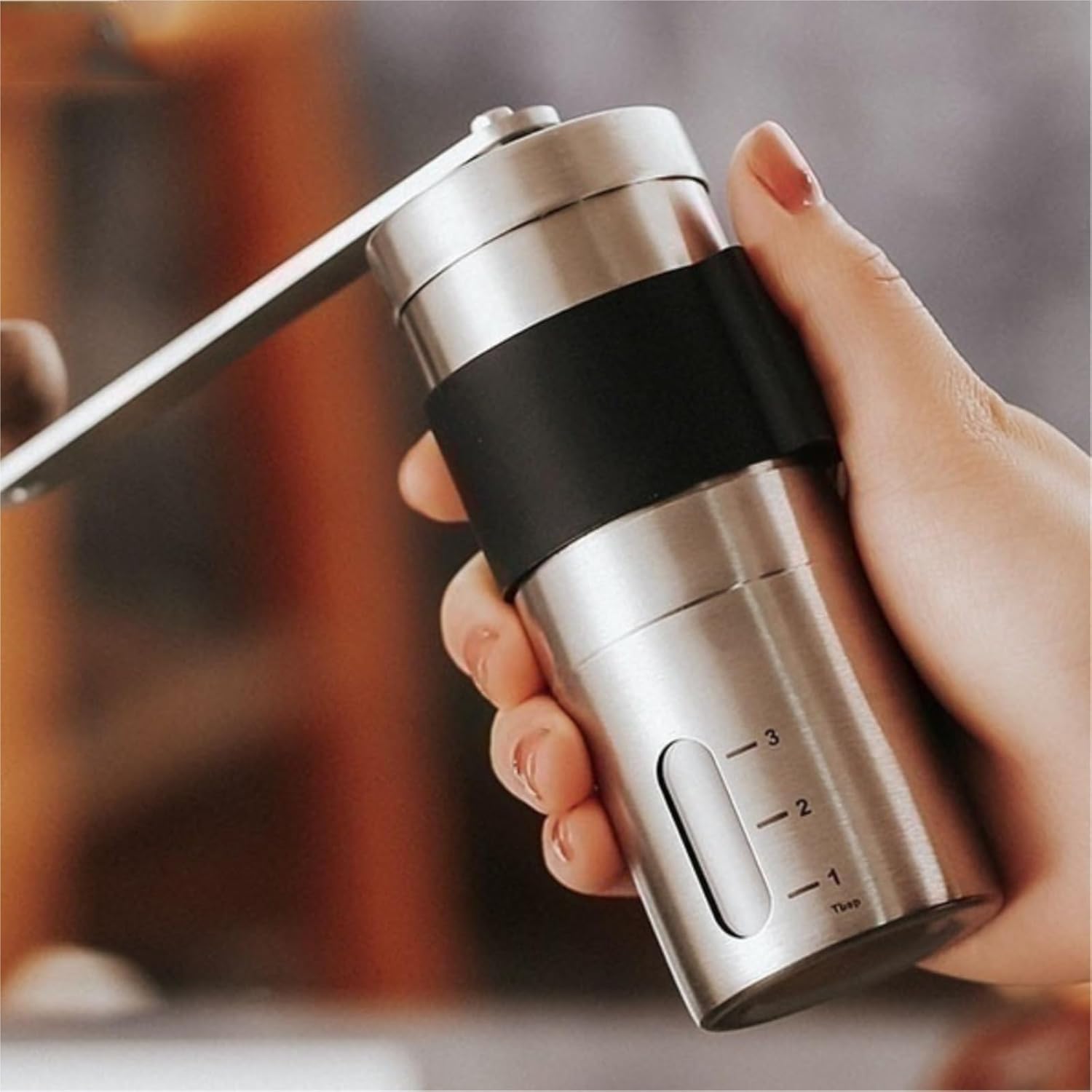 Coffee Grinder Hand Coffee Bean Grinder Hand Grinder Coffee Machine Portable Manual Bean Grinder Home Coffee Grinder(Silver)