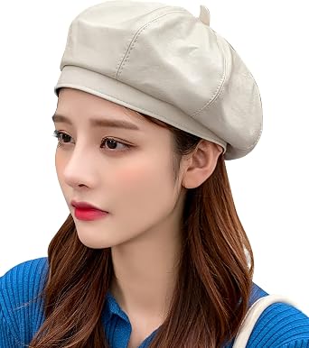 Women Leather Beret Cap Fashion French 