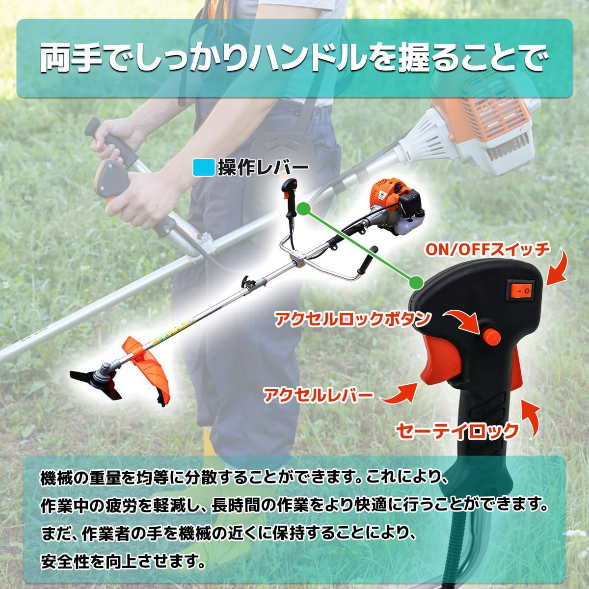 草刈り機 草刈機 刈払機 エンジン ガソリン 5種類のカッター付属 強力 
