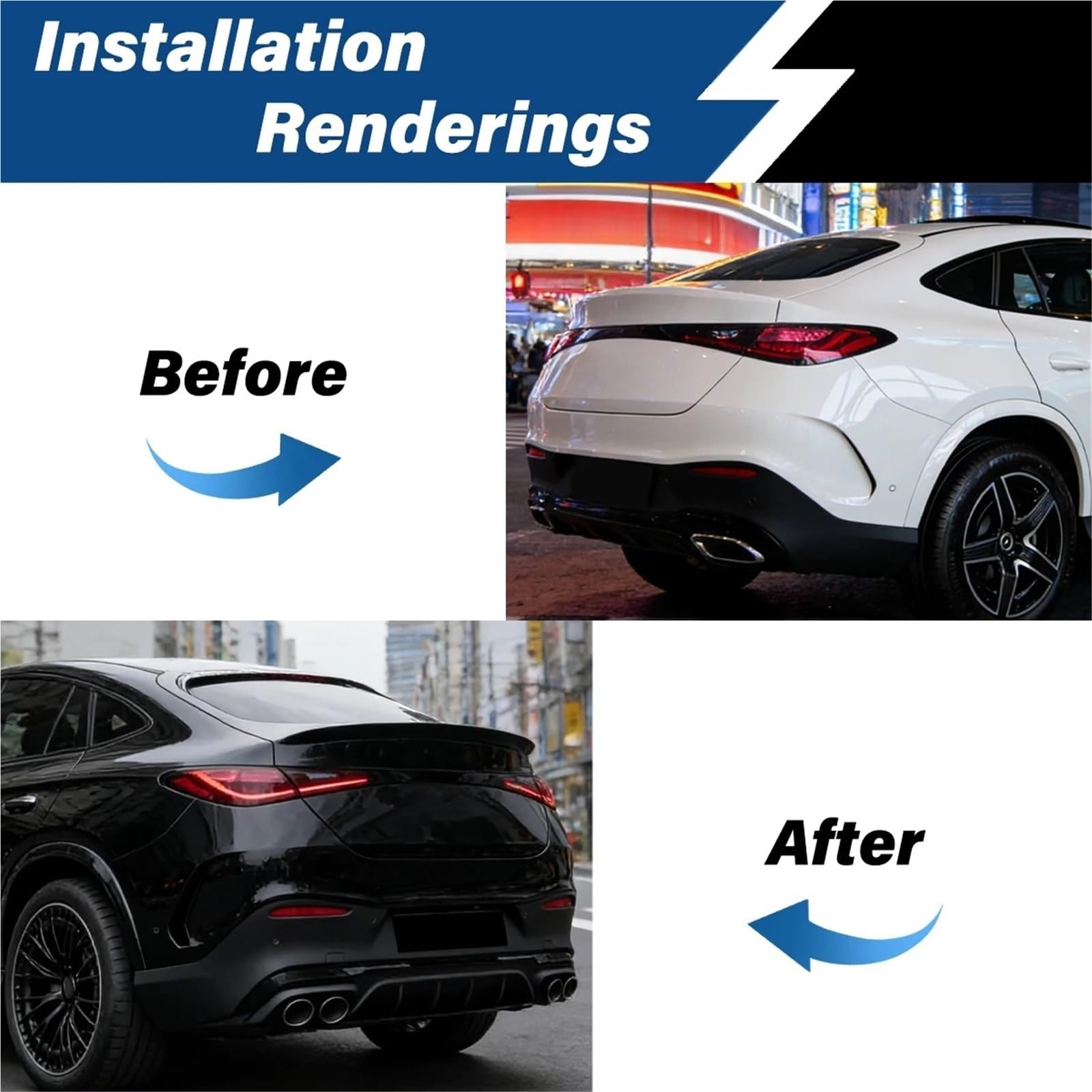 Kompatybilny z Mercedes Benz GLC Coupe C254 2023 2024 2025 tylny Spoiler okna samochodu sport ABS dach ogon skrzydło Splitter zestaw do modyfikacji nadwozia(Carbon Fiber look)