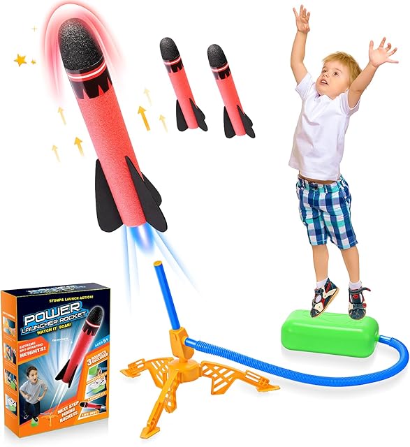 SAITCPRY Boy Toys for 4 5 6 Year Old, Stomp Toy Rockets Toys Boys Toys Age 3-9 Girl Gifts for 3-12 Year Old Girl Kids Toy Age 3 4 5 Autism Toy Rocket for Kid Xmas Gifts Outdoor Toy
