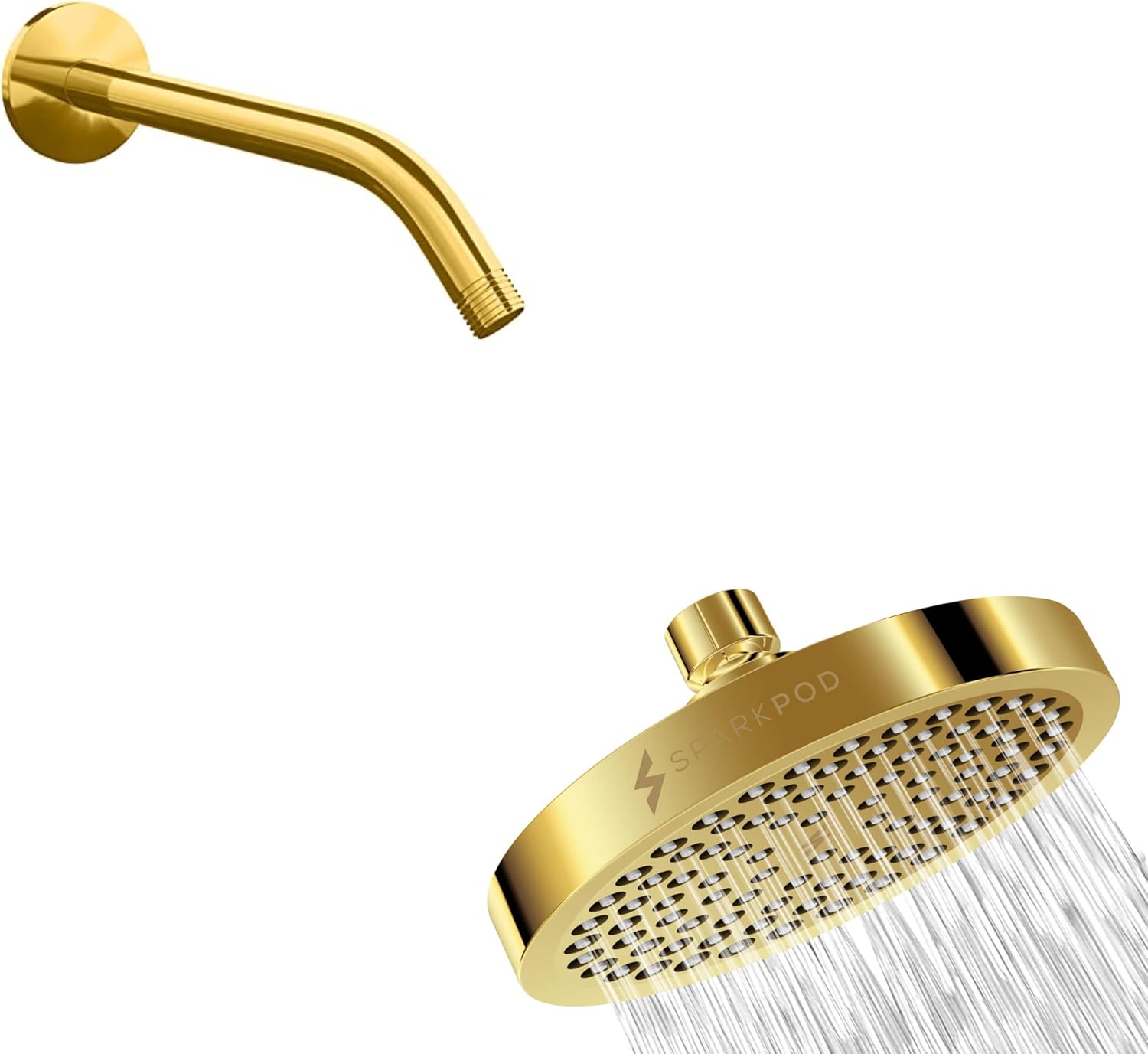 SparkPod Shower Head + 9 Inch Shower Arm High Pressure Rain Luxury