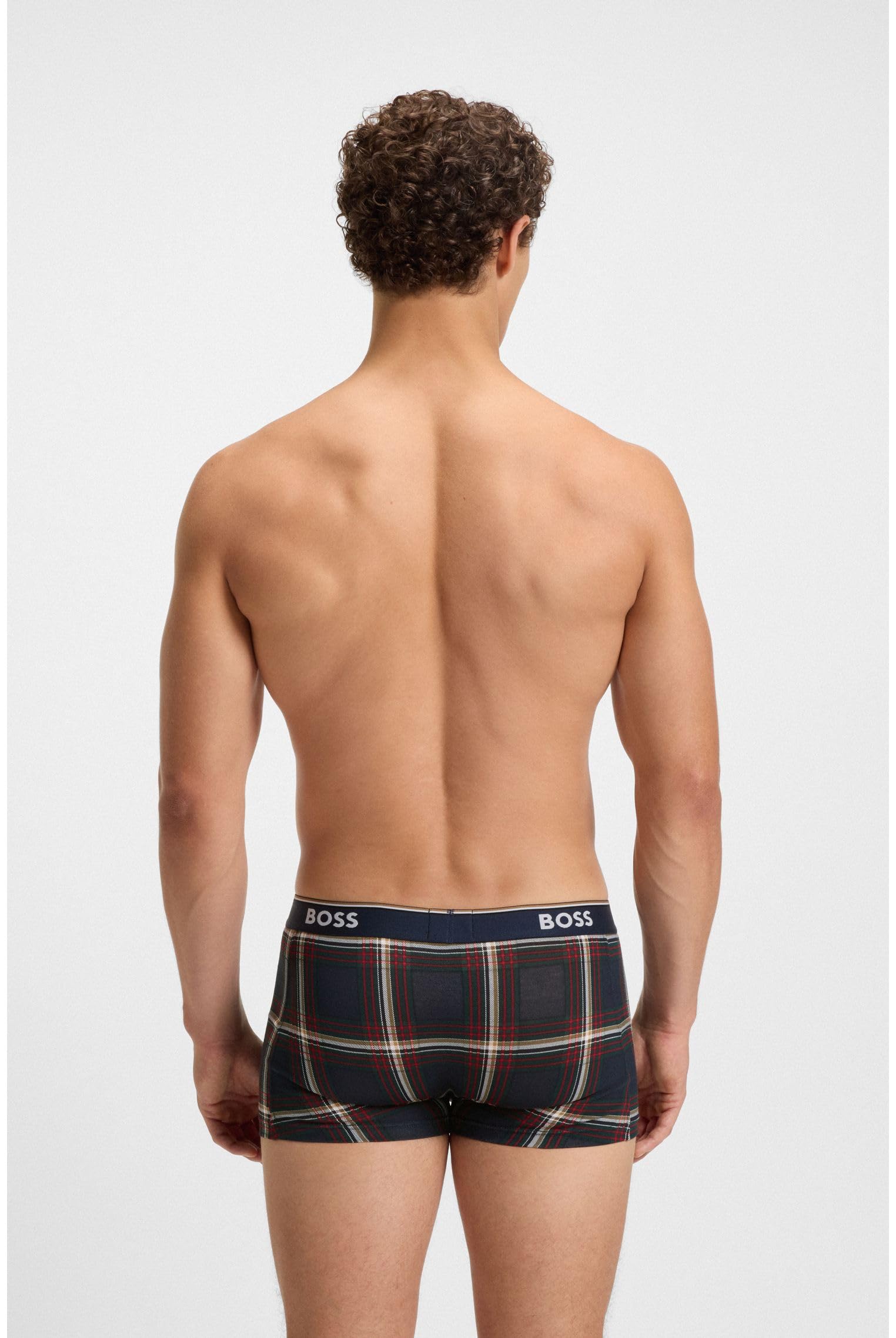 BOSS Dreierpack Eng Anliegende Boxershorts Mit Kurzem Bein Aus Stretch-Baumwolle Mit Logo-Bund