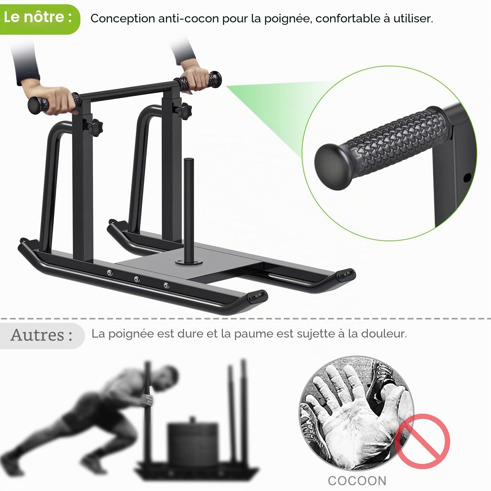 Kipika Luge de Fitness à Hauteur réglable, améliore la Force Musculaire et la Puissance Explosive, Convient pour Les disques de Poids de 2,5 cm et 5,1 cm