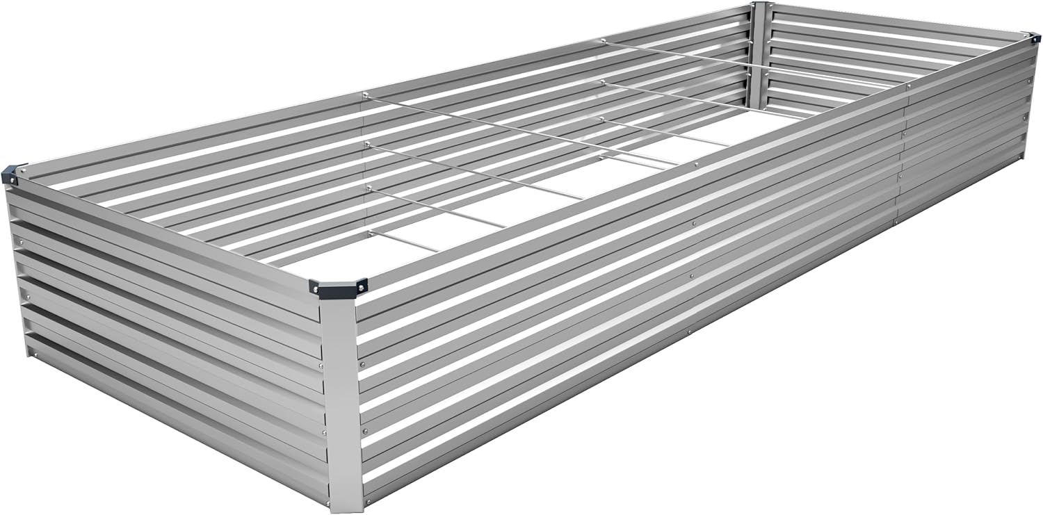 MGNO 12x4x1.5FT Galvanized Raised Garden Bed-Outdoor Planter Box for Vegetables-Metal Garden Bed,RRectangle Planting Box for Herb,Flower