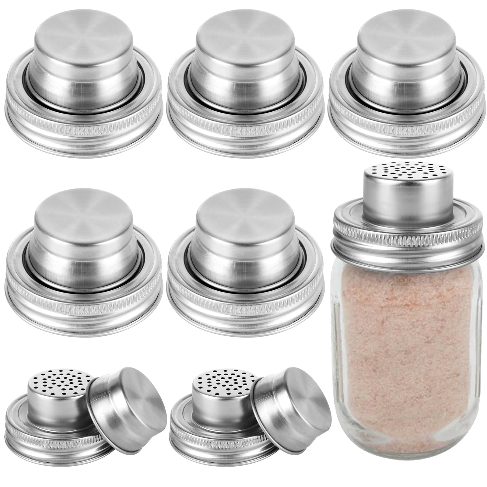 Couvercles pour bocaux Mason étanches 70mm en acier inoxydable x8