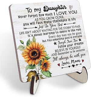 Wooden Desk Sign - 'To My Daughter, From Mom' for Daughters on Halloween, Christmas, or Birthday