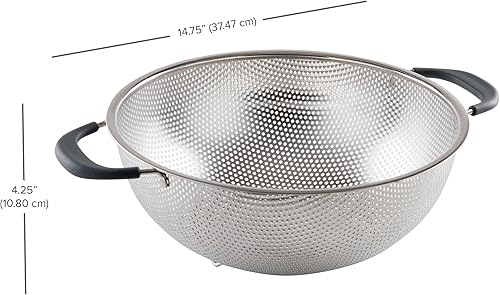 Miniatura 5 de 5 Quart Large Capacity Stainless Steel Colander  Heavy Duty Pasta Strainer & Vegetable Washer, with Sturdy Handles & Feet, Dishwasher Safe for Easy
