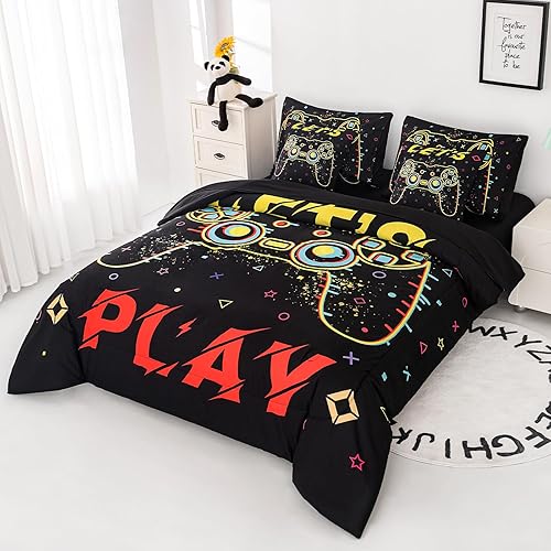 Miniatura 9 de Juego de ropa de cama de dinosaurio individual para niños, juego de edredón individual para adolescentes, juego de ropa de cama de 5 piezas para