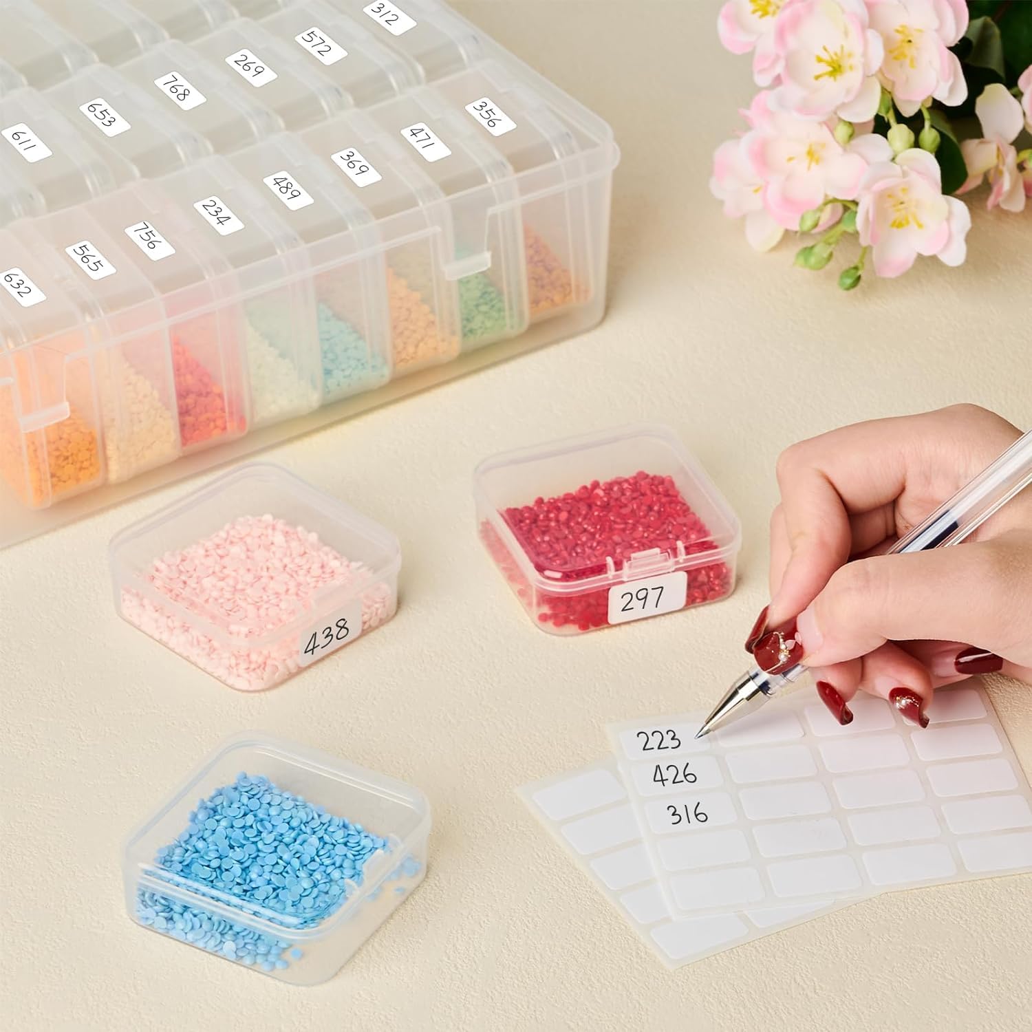 Maxmartt 30 Pack Small Plastic Beads Storage Containers Box, Clear Bead Organizer Case with Snap-Tight Closure Hinged Lid for Storage Small Items, Beads, Crafts, Jewelry, Hardware