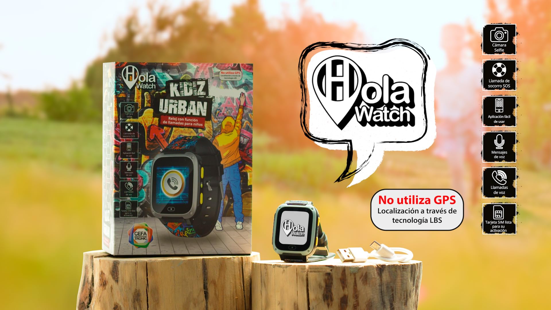 Cefa Toys - Reloj Inteligente Holawatch Urban Black, Entretenimiento para Niños y Seguridad para Padres, Conectividad 2G, Localización LBS, Tarjeta SIM, Pantalla Táctil, Cámara, Juegos y Llamadas