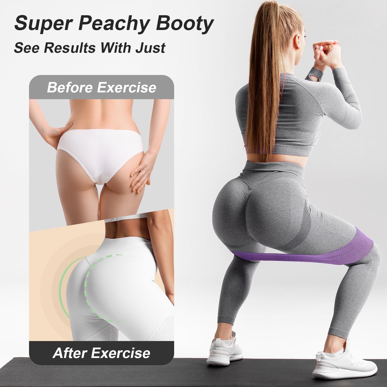 Juego de bandas de 3 niveles, bandas de resistencia para entrenamiento, bandas de ejercicio para piernas y glúteos de mujer, bandas elásticas para pilates, juego de iniciación de yoga