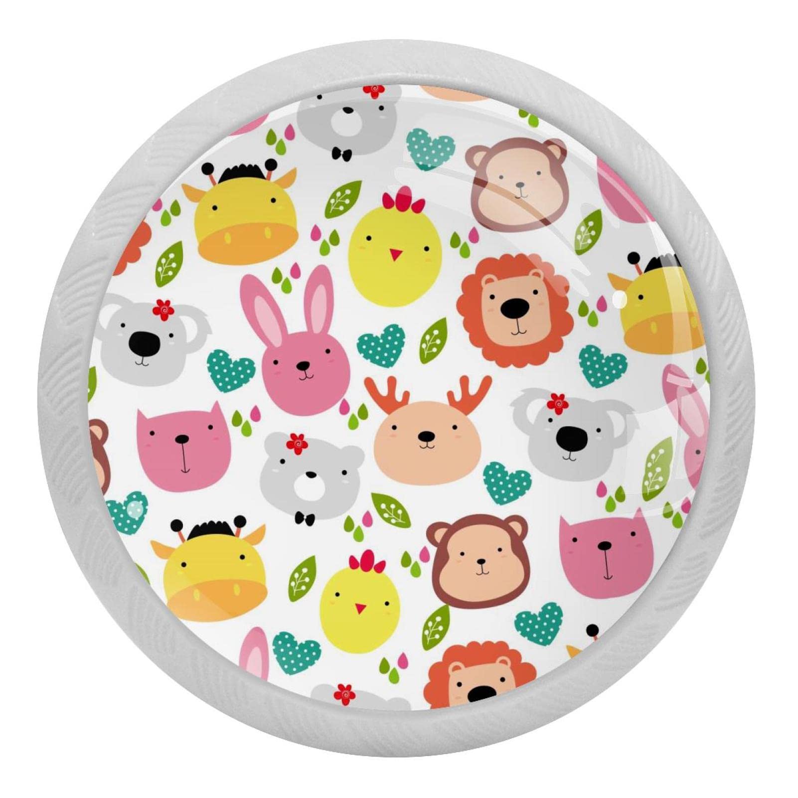 Poignées fluorescentes animaux x4 boutons de meuble enfant 35mm