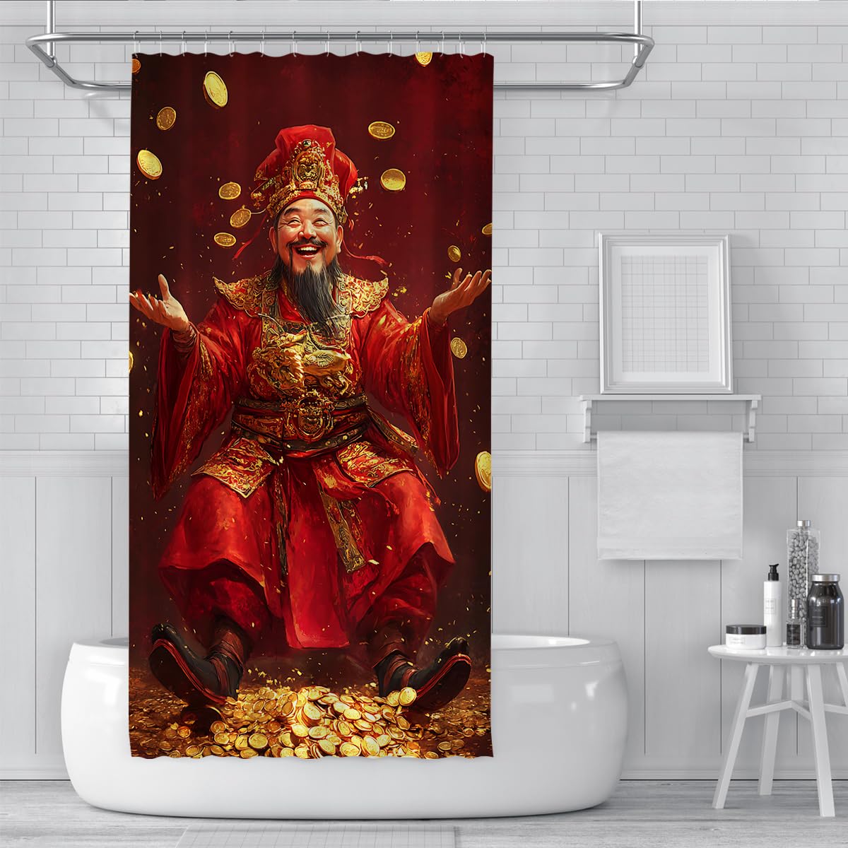 Cortina Ducha Fortuna China Riqueza para baño W120xL200 cm