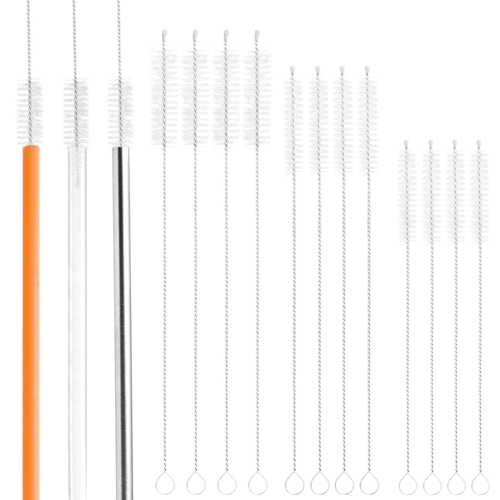 YINVAStraw Cleaner Brushes Sets, 12 Pieces 3 Size Including 7.87/9.05/10.23 Inch Straw Brush Cleaner and Metal Straw Cleaner for Sippy Cup, Tumbler, Water Bottle, Drinking Straw