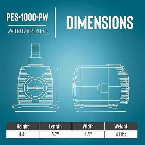 Miniatura 9 de Little Giant PES-800-PW 115-Volt, 875 GPH Fuente de accionamiento magnéticobomba de estanque con cable de 15 pies, negro, 566721