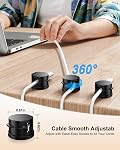 OneLeaf 12 Pack 360° Rotatable Spring Cable Clips[1s Lock], Adhesive Cord Holder for Nightstand, Phone Charger Cord Holder for Desk Home Office Car Game Station