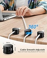 Vista 3 de OneLeaf 12 Pack 360° Rotatable Spring Cable Clips[1s Lock], Adhesive Cord Holder for Nightstand, Phone Charger Cord Holder for Desk Home Office Car