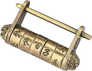 Vintage Combination Lock, Password Padlock Chinese Vintage Antique Retro Style Combination Password Lock for Drawer Luggage Case Jewelry Box, Lock