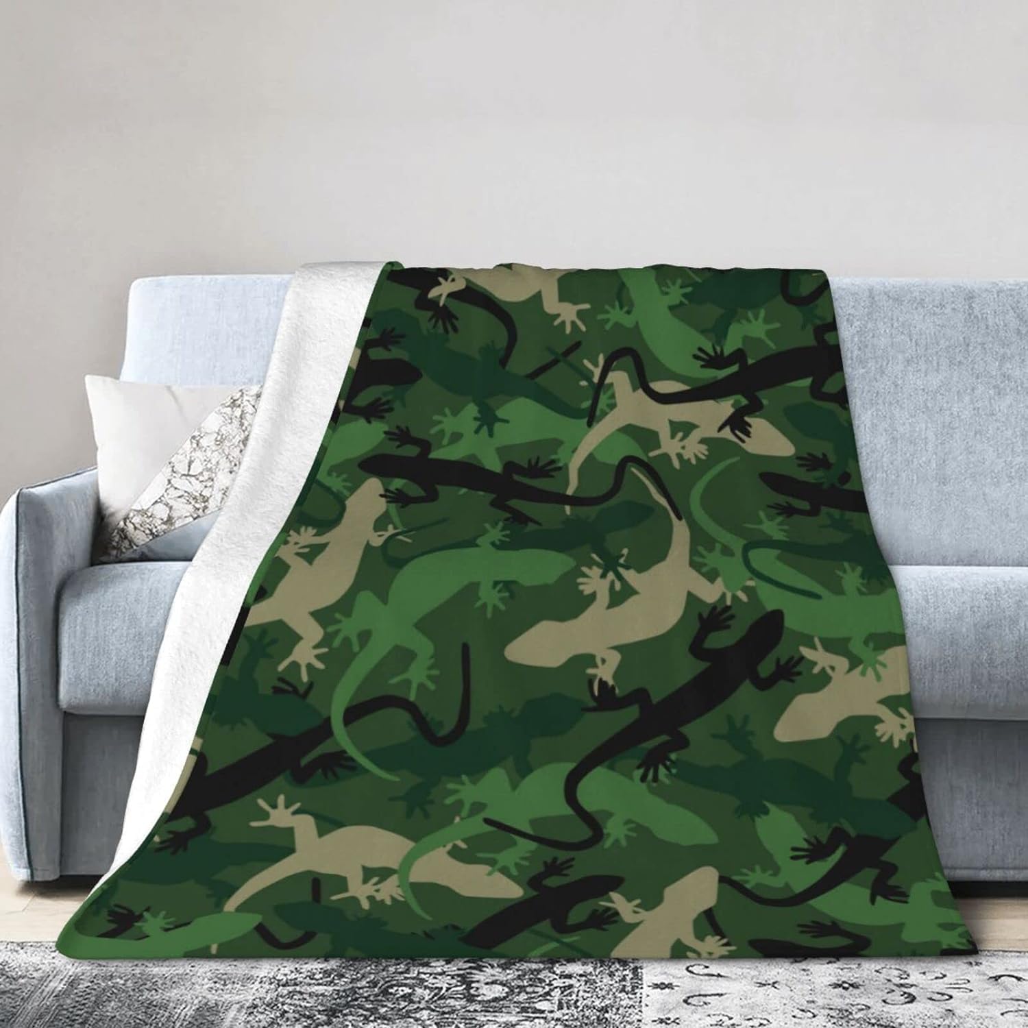 Amazon｜毛布 シングル ブランケット トカゲの迷彩柄 春夏秋冬兼用
