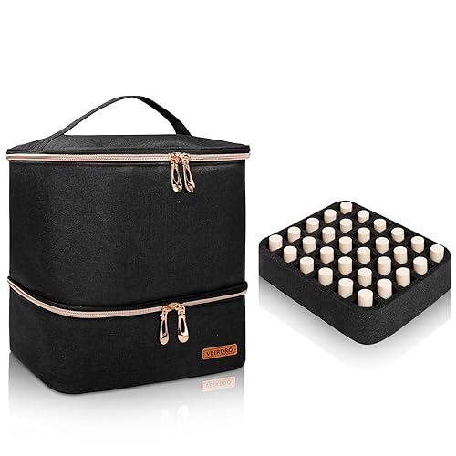 Bolsa organizadora de esmalte de uñas, organizador grande de esmalte de uñas con capacidad para una luz de uñas y 30 botellas 0.5 onzas líquidas,