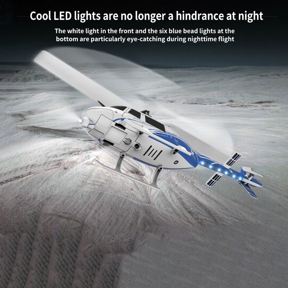 FB-05 2,4G RC Hubschrauber Mit Optical Flow Positionierung, Höhenhaltung, LED Navigationslicht Und Schwebefunktion Ferngesteuertes Flugzeug Helicopter Für Anfänger -Blau/2 Batterie