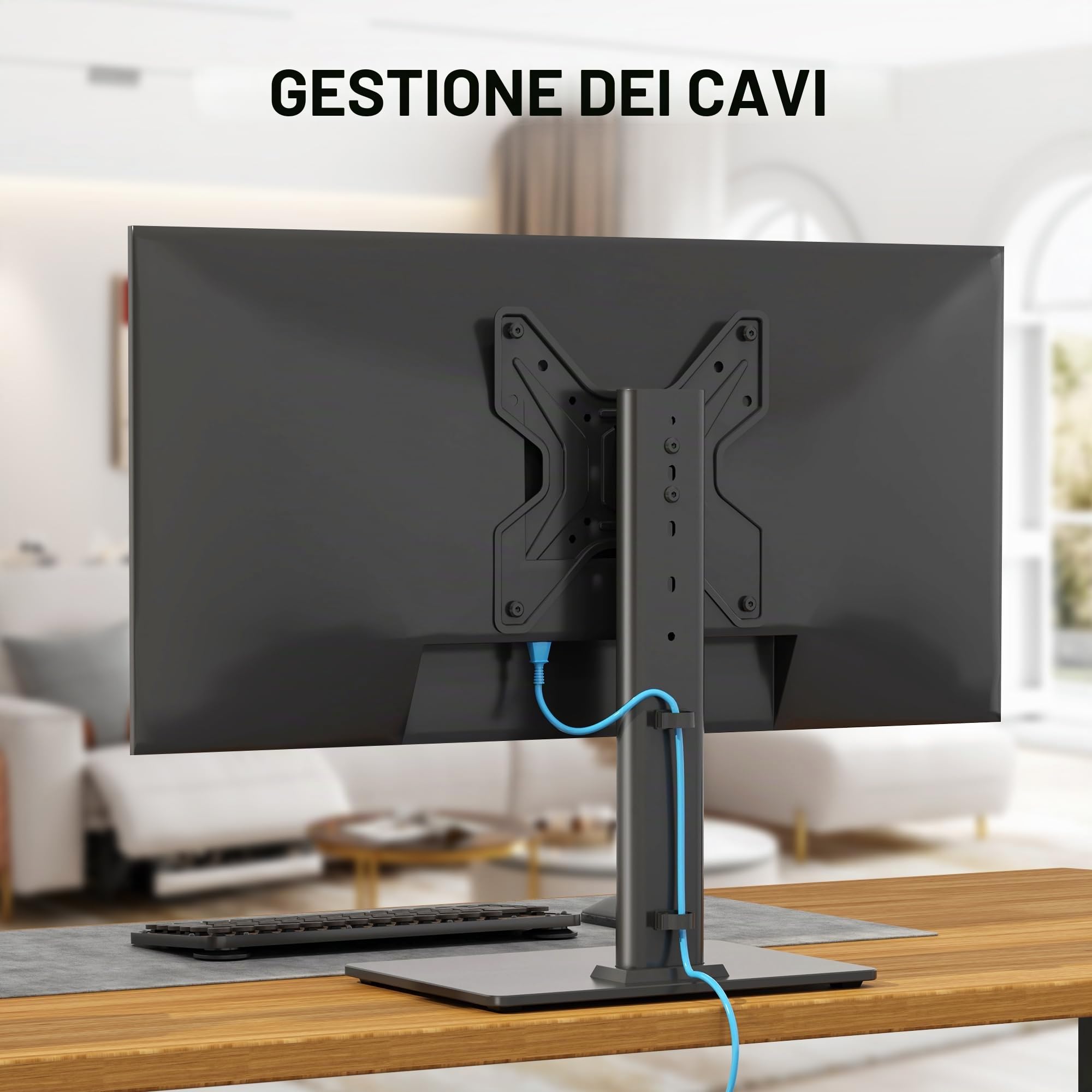XINLEI Supporto Girevole per TV da Tavolo, Universale per 17-43 Pollici, Altezza Regolabile 265-385mm, Portata 45kg, VESA Max 200x200, Installazione Senza Forature