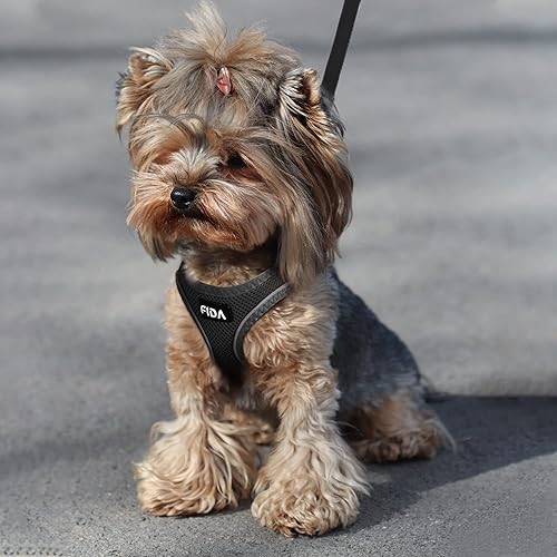 Miniatura 6 de Fida Cómodo arnés para perro con correa, chaleco suave para cachorros, a prueba de escapes, transpirable y ligero de malla suave, arnés reflectante