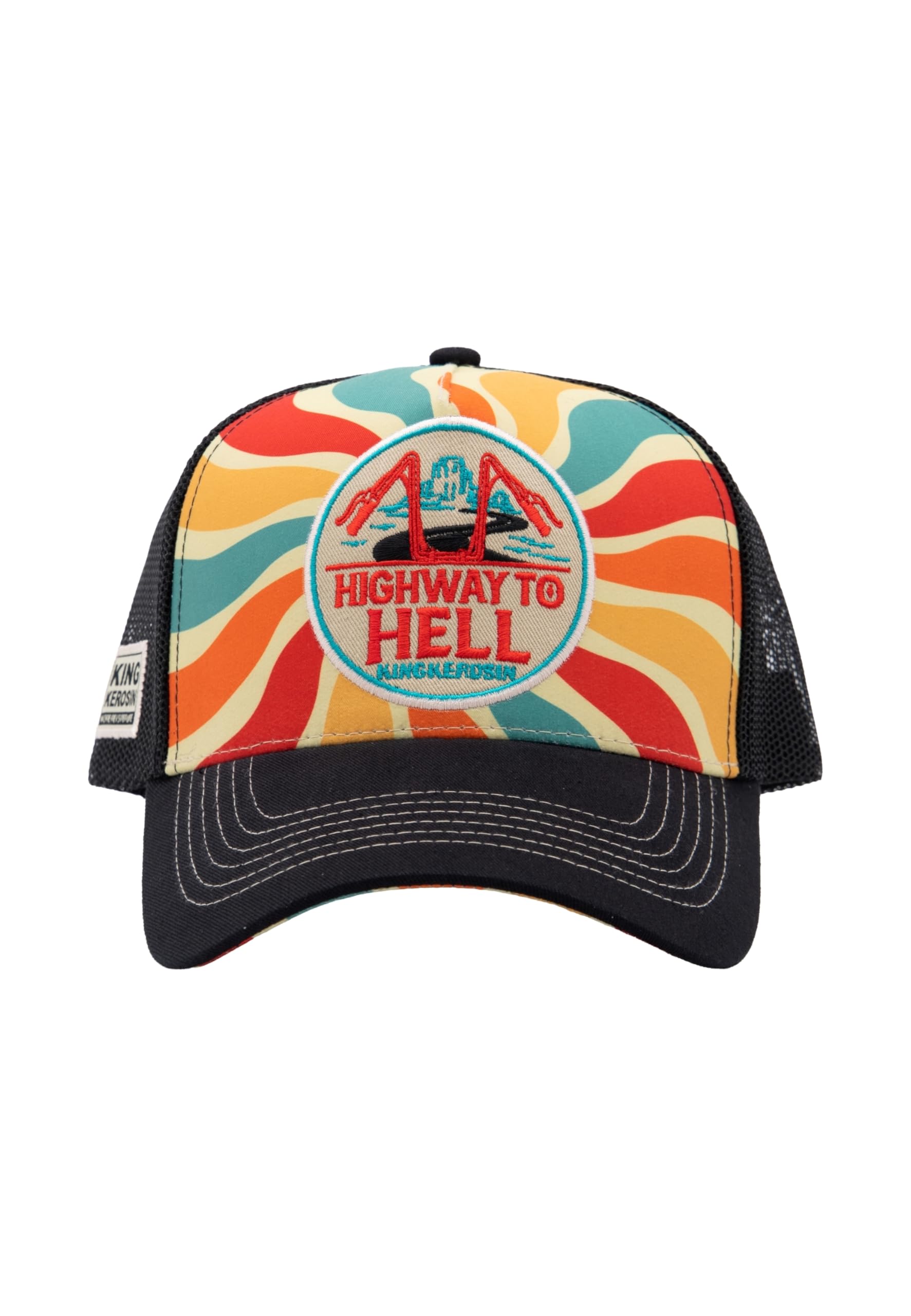 King Kerosin Czapka Highway LogoKerosin Męska - Krzywa Krawędź Czapka Baseballowa Trucker Snapback, z Daszkiem, Daszek Wiosna/Lato Wiosna Lato, Wielobarwna, Talla única