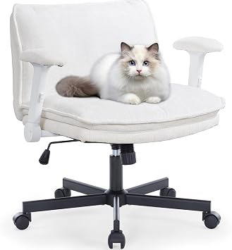 Fabric Criss Cross Desk Chair, Thick Padded Cross Legged Office Chair