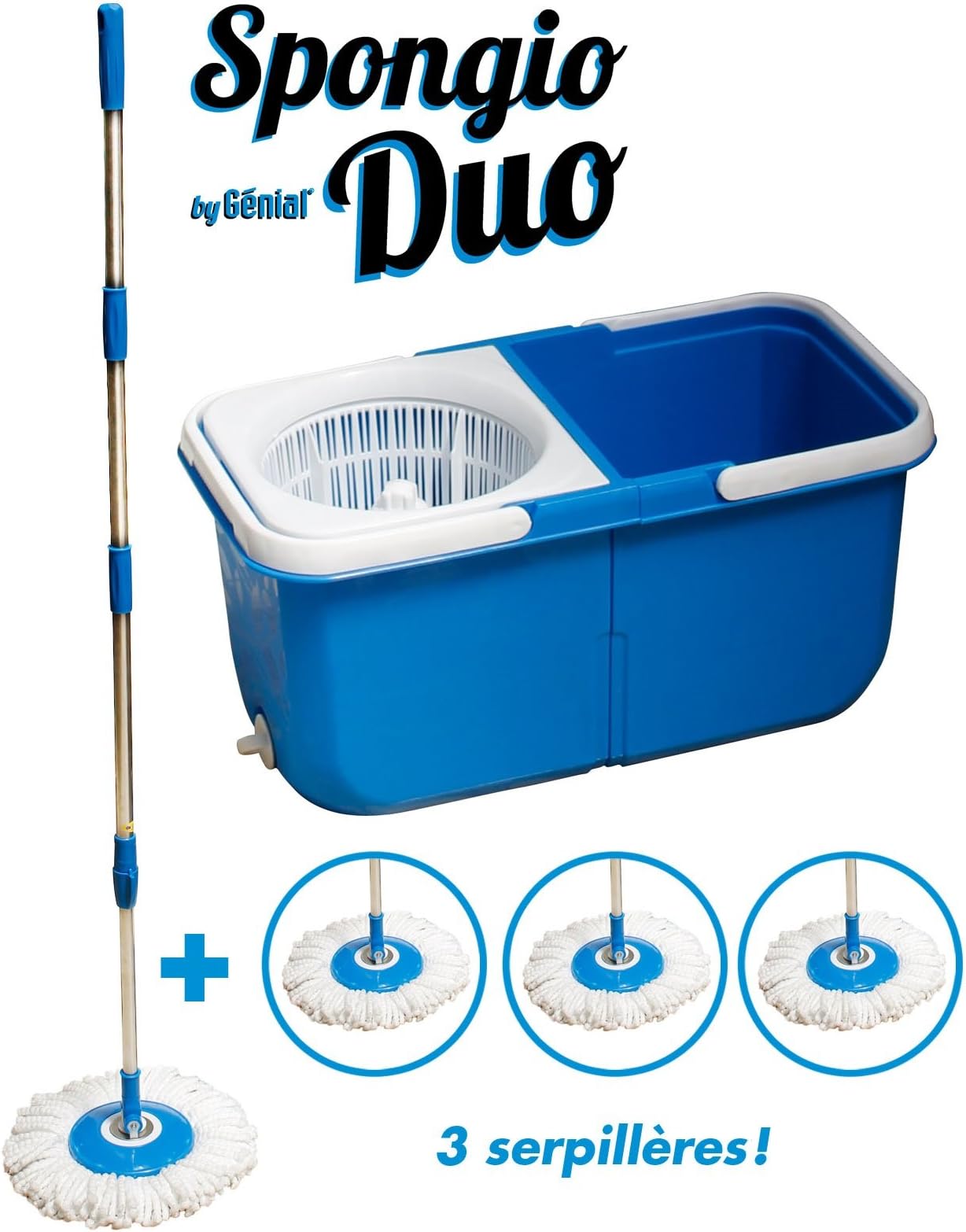 New Generation 360 ° Mop 4 Wipes – 2 Separate Trays – Turbo Mop spongio