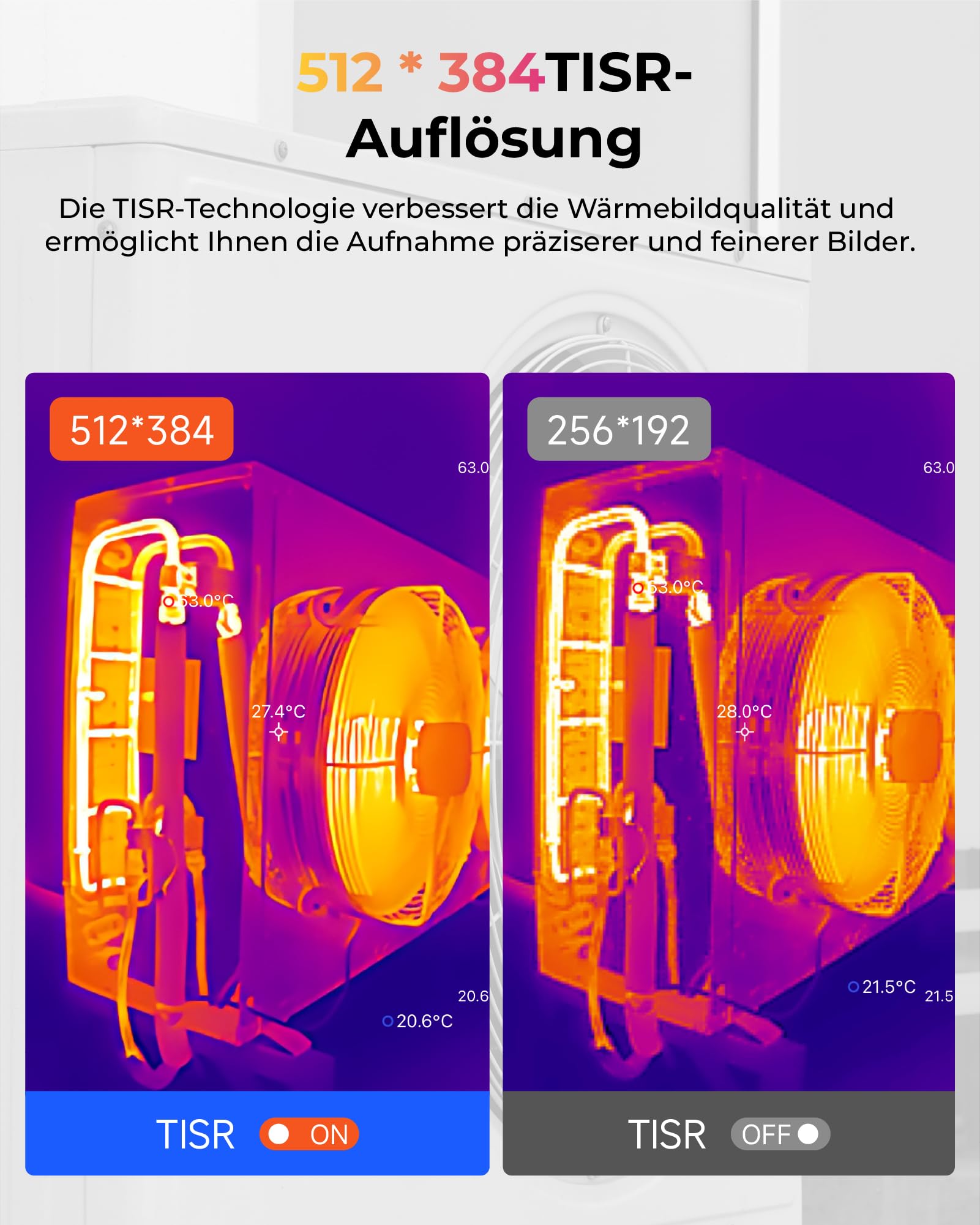 TOPDON TS001 Wärmebildkamera Android, 9mm einstellbares Objektiv, Beobachtungsbereich 0,1 bis 500M, 512 x 384 IR-Auflösung, Manuell fokussierende für Leiterplatten, Schädlingsinspektion, Outdoor, Jagd