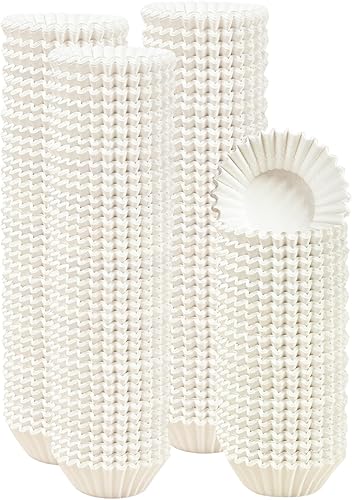 qiqee 600 forros para magdalenas, color blanco, de grado alimenticio, papel para hornear, sin olores (tamaño pequeño)