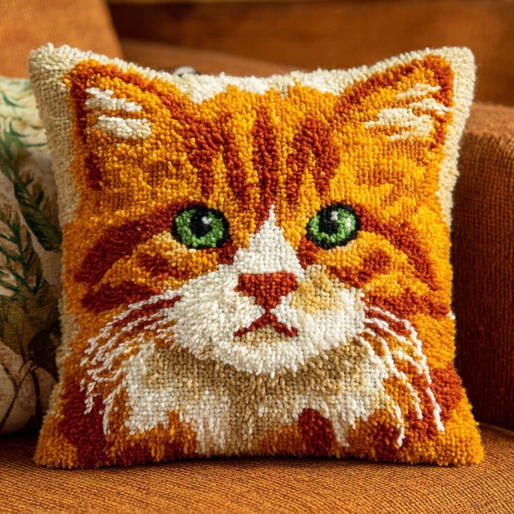 WallustrioaW Latch Hook Kits Pillow,Cute cat