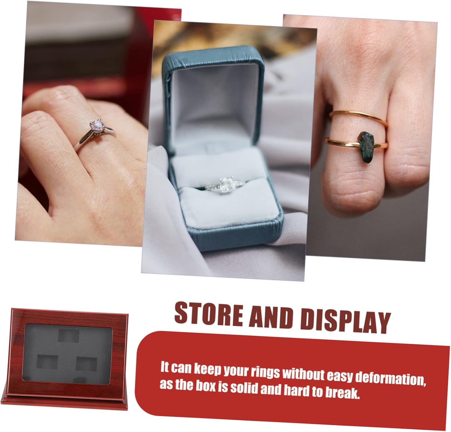 Championship Ring Display Case Wooden Showcase Box for Safe Storage and Elegant Presentation for Home and Memorabilia Display