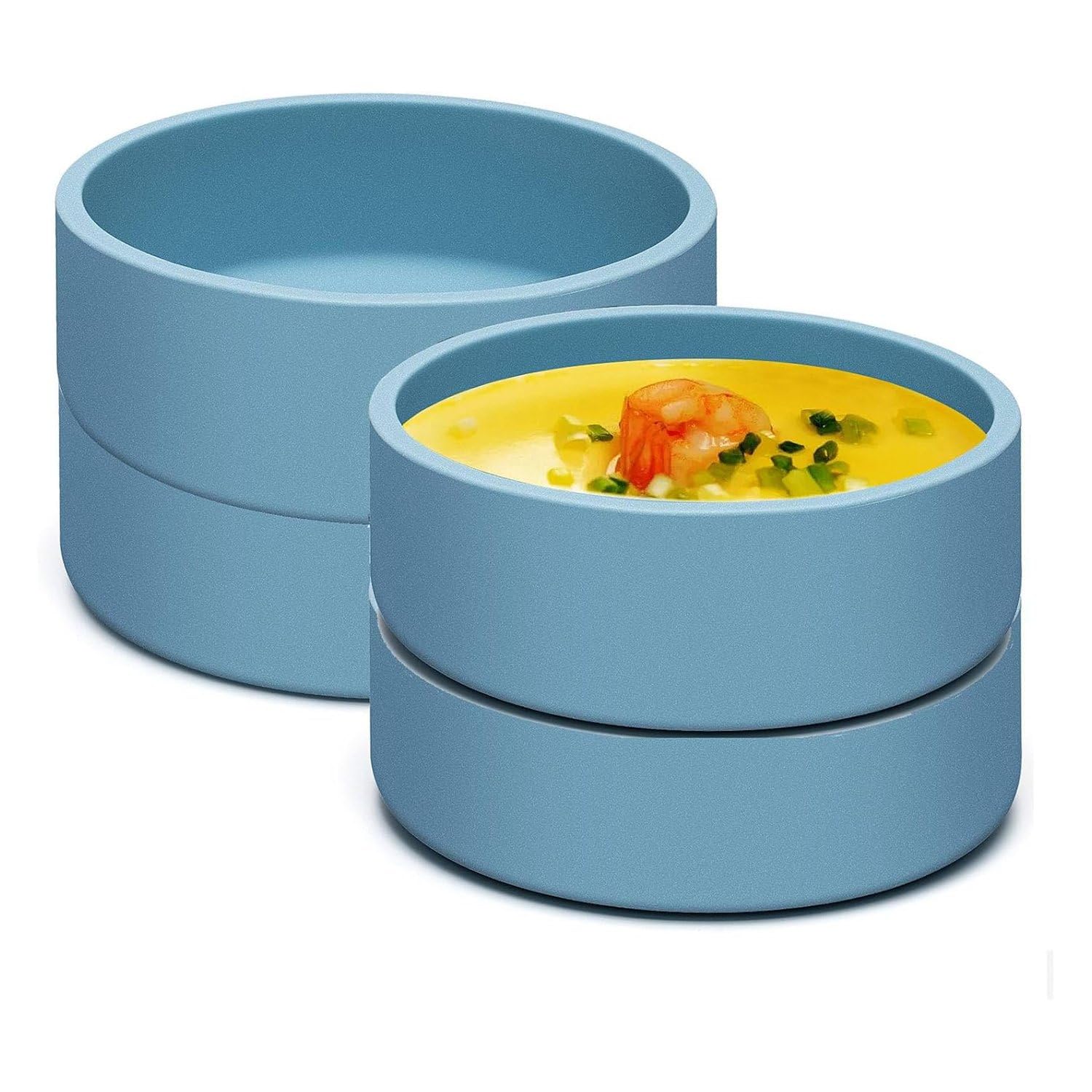 CTRLZS Silicone Air Fryer Egg Pan, Reusable Sous Egg Bite Maker Individual Microwave Egg Cooker Blue 4Pcs