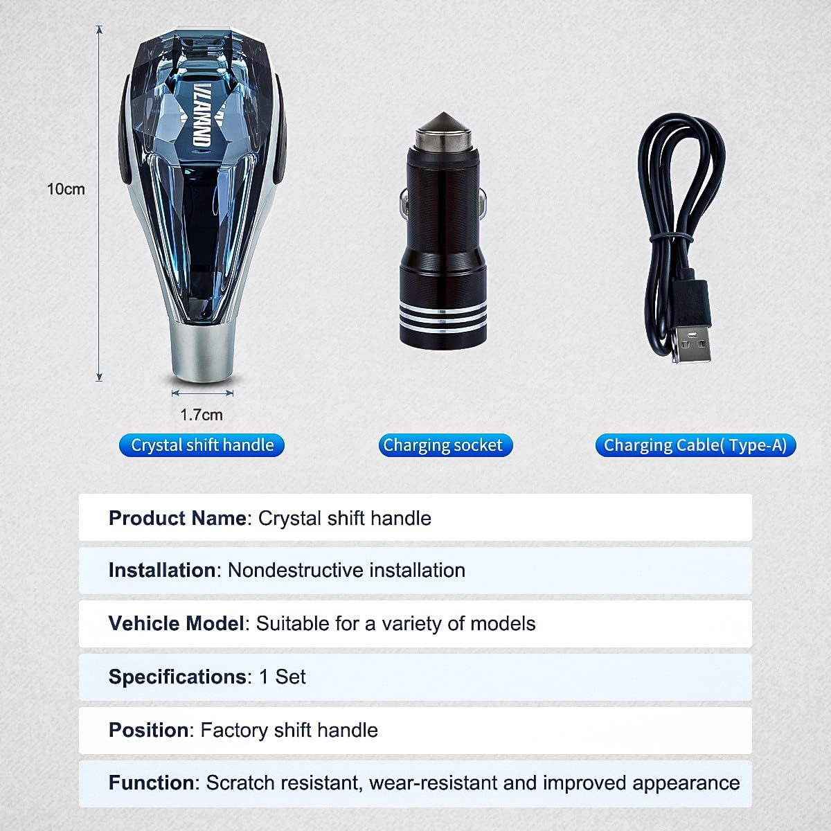 VLAND Crystal Diamond Shape Shift Knobs