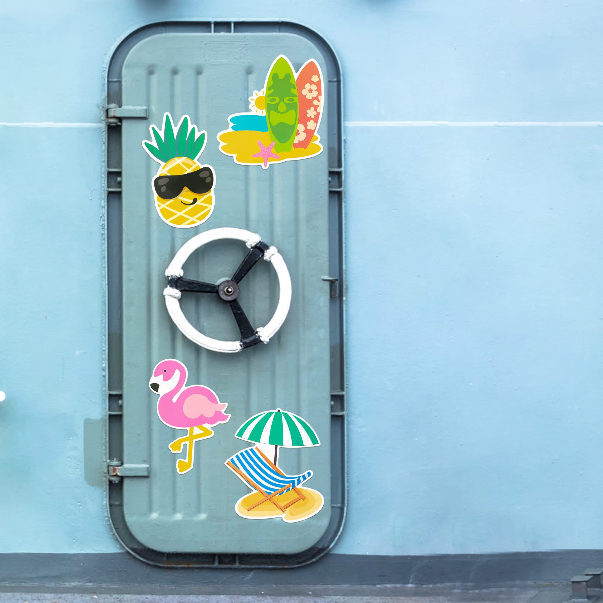 12er-Set Hawaii-Kühlschrankmagnete - Bunte Urlaubsmotive Mit Palmen, Flamingos & Ananas Für Tür Und Spind