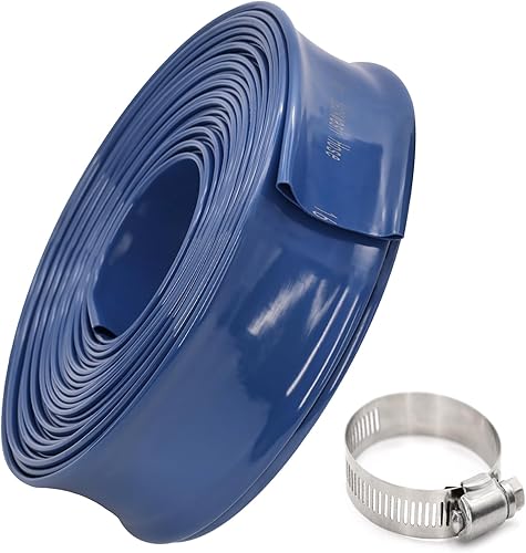 Manguera de retrolavado de piscina de 2 pulgadas x 50 pies, manguera de descarga de PVC reforzado, manguera de bomba flexible plana para piscina con