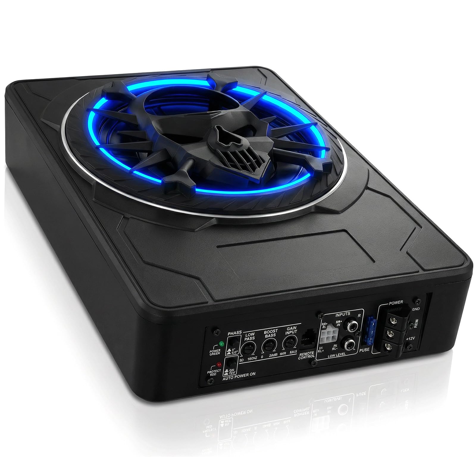 OiLiehu Subwoofer para Coche de 10 Pulgadas y 1200W, Subwoofer con Sonido Envolvente Estéreo, Amplificador de Audio Integrado, con Luz Ambiental LED Multicolor