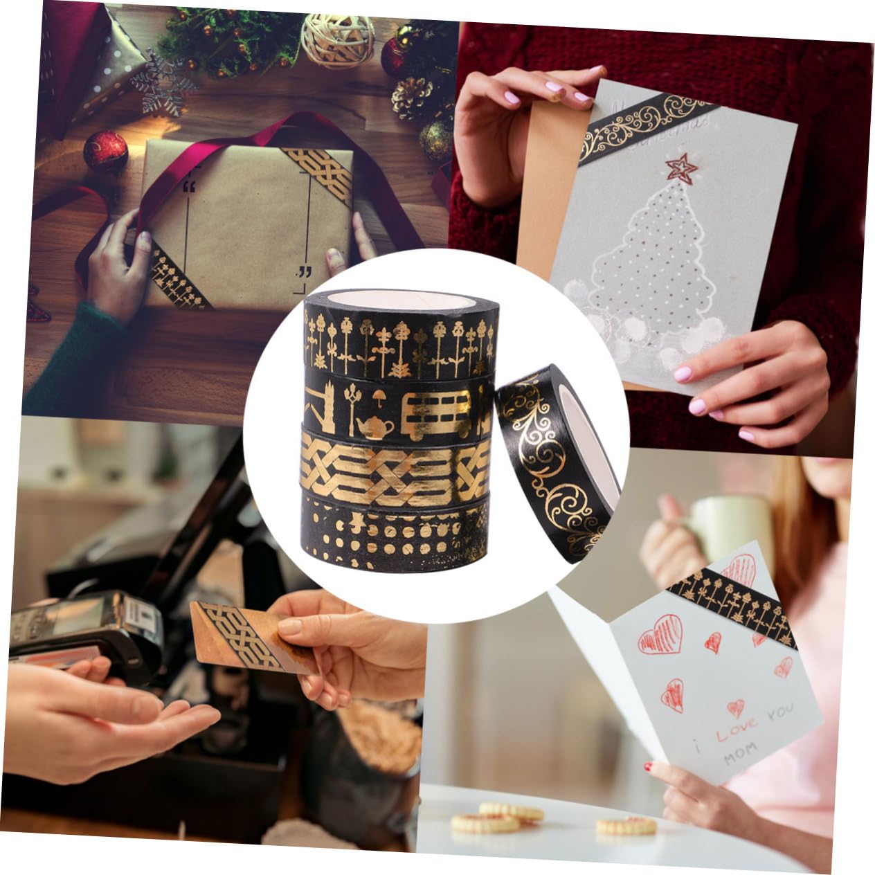 2 Sätze Washi Tape Dekoratives Klebeband Mit Bunten Designs Für Diy Scrapbooking Und Geschenkverpackungen Für Projekte Verschönerung Von Alben 5 Rollen * 2