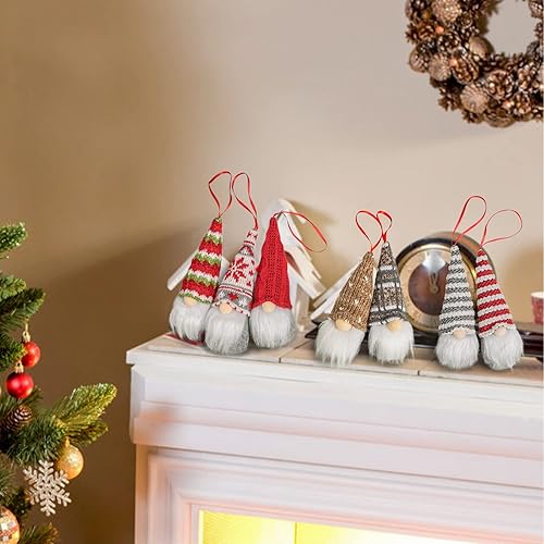 Miniatura 4 de Gnomos de felpa para árbol de Navidad, adornos de Navidad colgantes hechos a mano, gnomos Tomte, escandinavos, elfos de Papá Noel, juego de 10