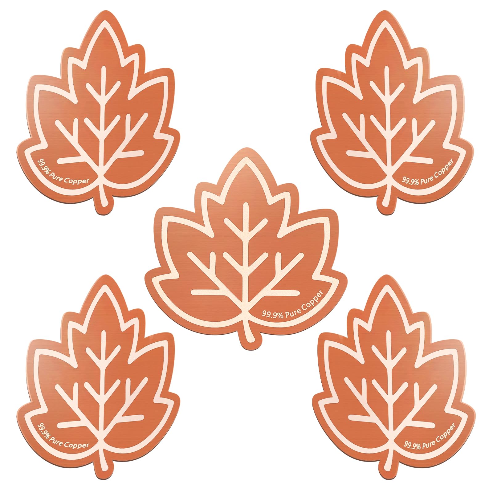 5Pcs Bird Bath Copper Disk 99.99% Pure Copper Purification Disk 0.6mm for Clean Water via Natural Physics Universal Fit for All Season Outdoor Birdbaths,Bowls and Garden Fountains(Maple Leaf)