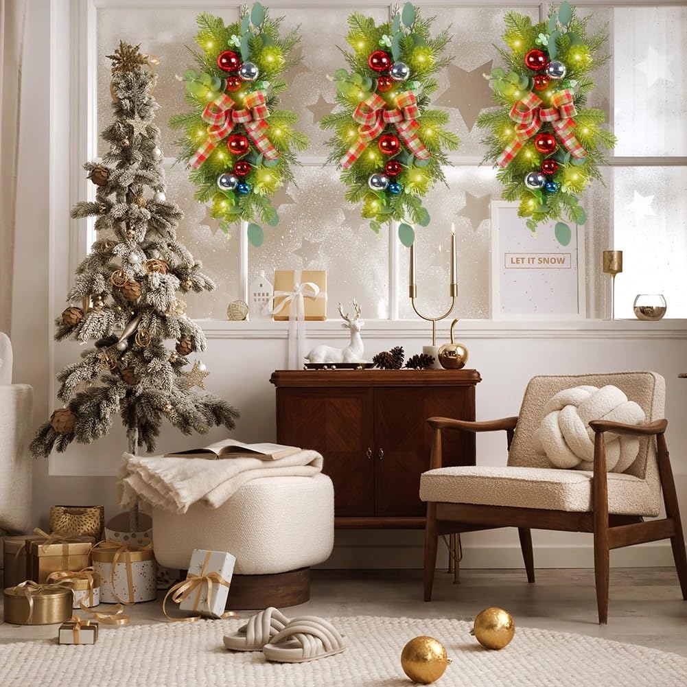 AVCULT Weihnachtskranz Türkranz, Weihnachtsdeko, Adventskranz Hängend, Weihnachtsfeier Dekoration Anhänger