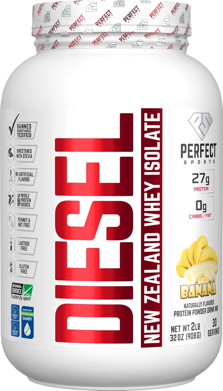 PERFECT Sports, Diesel 100% New Zealand Whey Isolate, Grass-Fed & Pasture Raised 2LB Banana