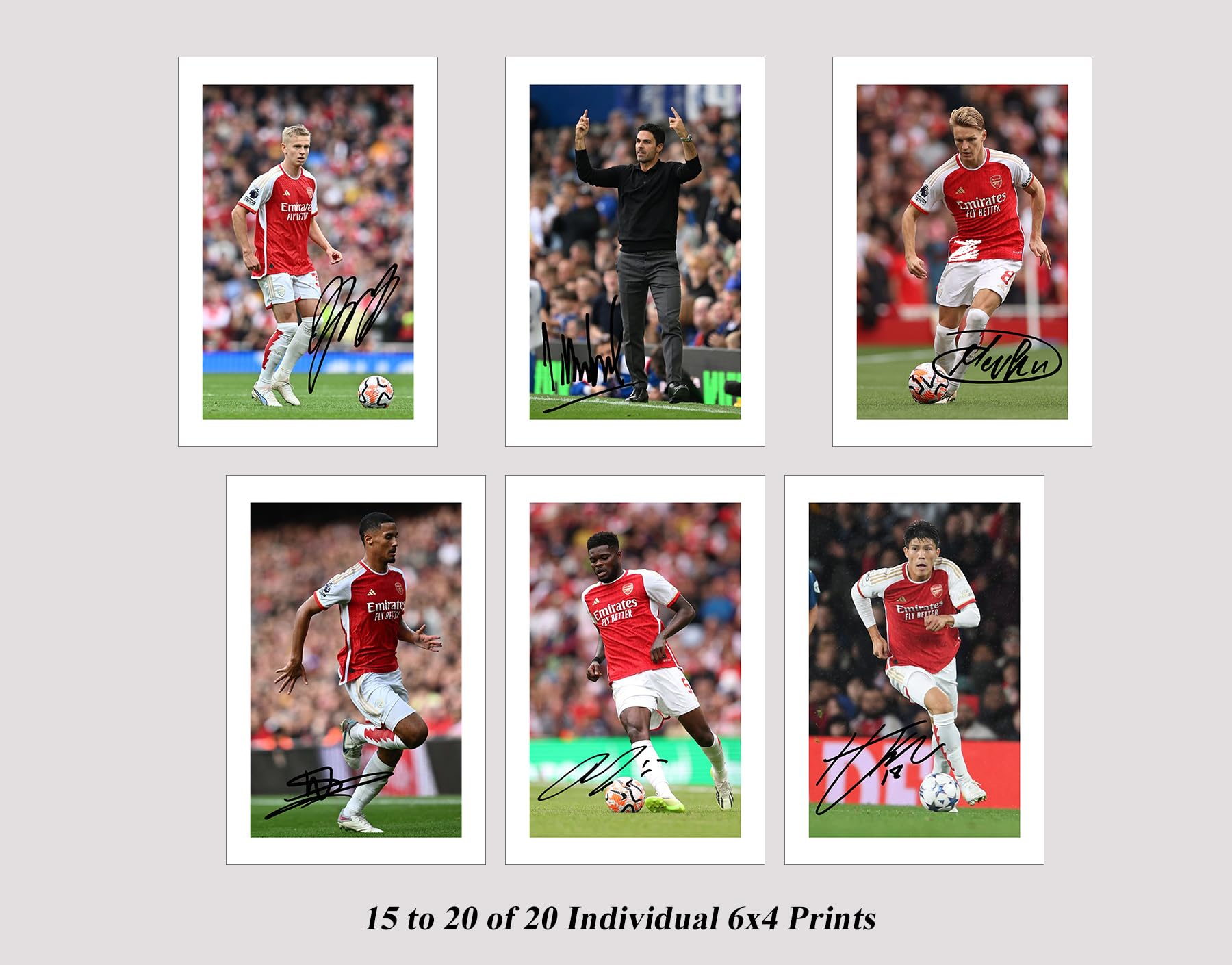 Set of 20 Arsenal 2023/24 Players Signed 6X4 Inch Photo Prints With Pre Printed Signatures Autograph Kids/Men/Women Gift - Image 4
