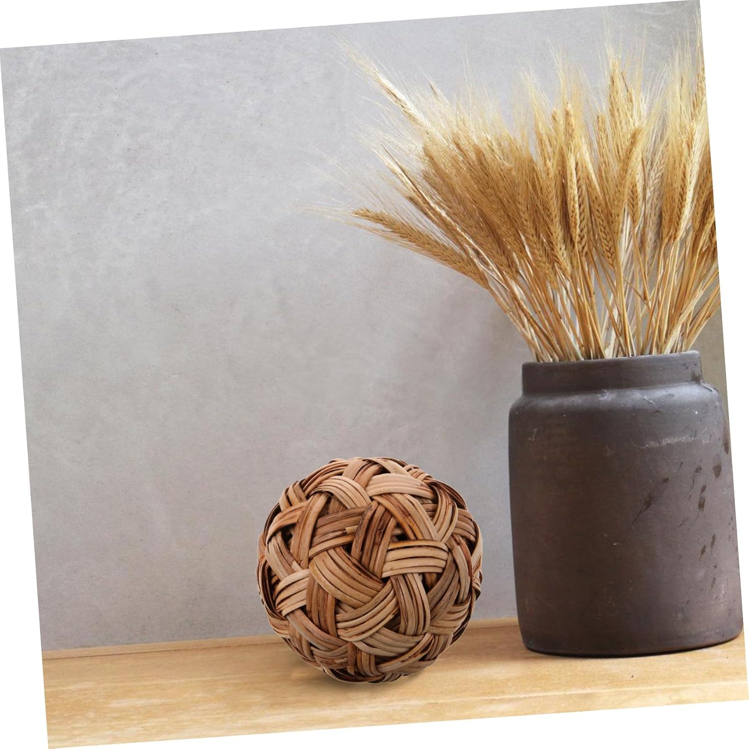 Bamboo Woven Decorative Ball Ornament Elegant Hollow-Out Design for Home Decor Rustic Bamboo Craft for Table Centerpiece